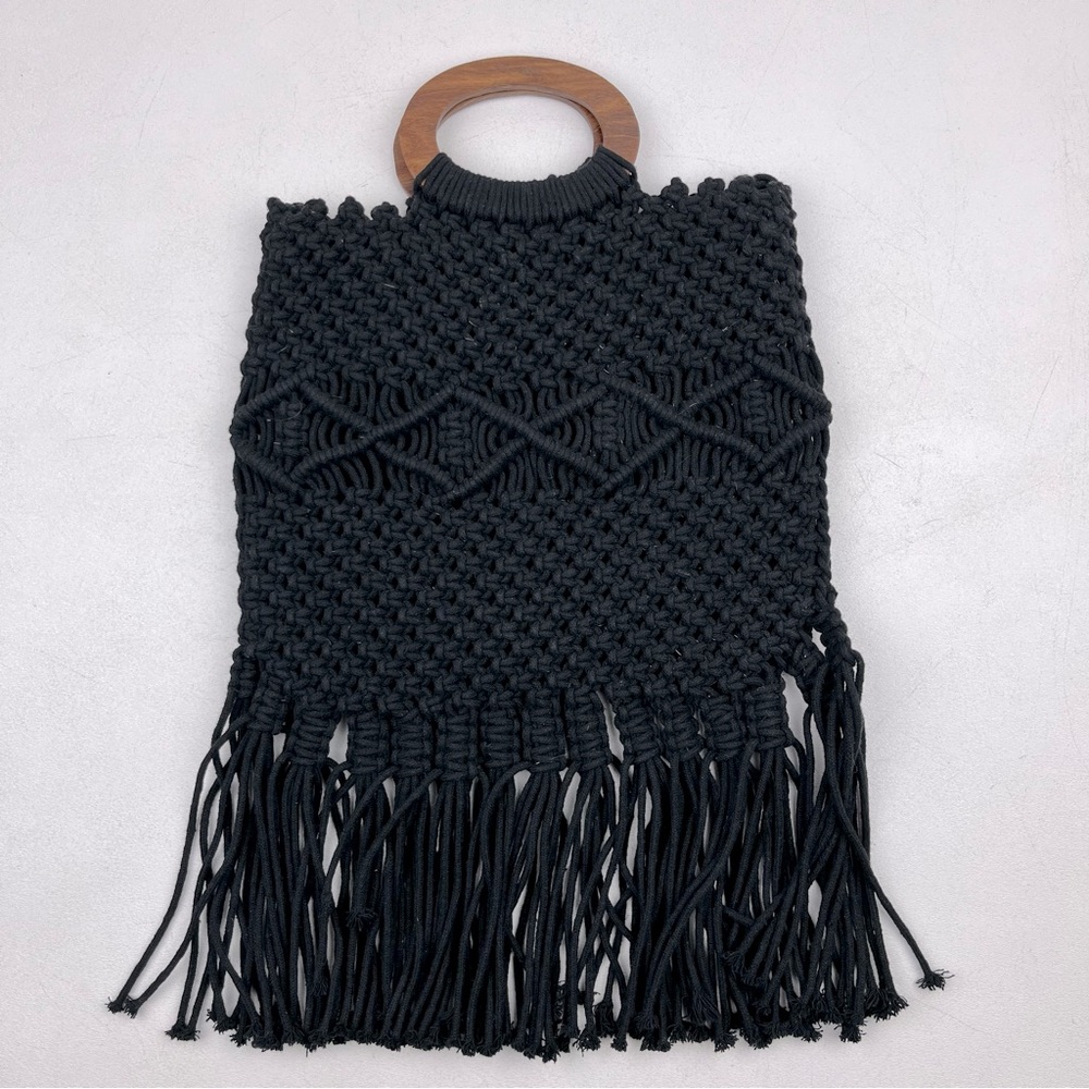 Danielle Nicole Crochet Crossbody Purse Black Mac… - image 1